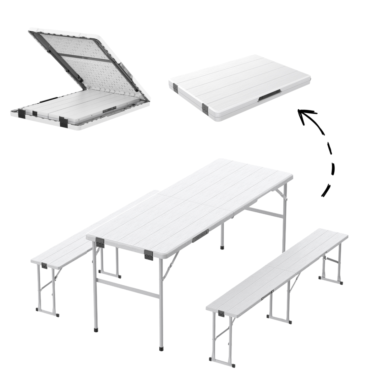 Set de catering cu o masă mare de 180 cm și cu bănci