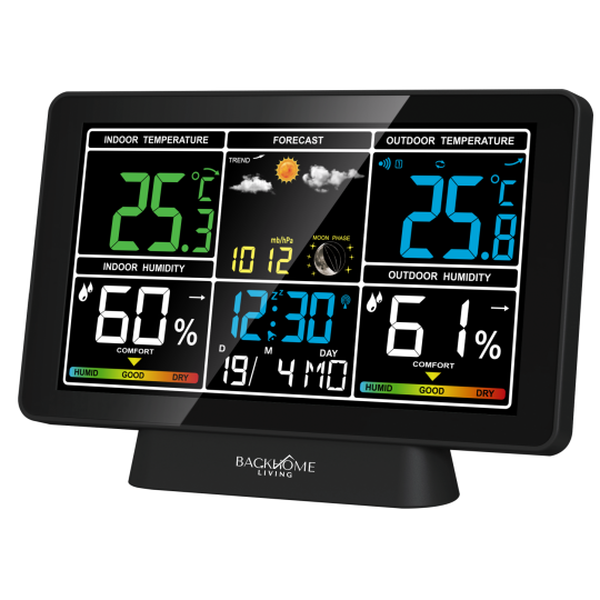 Stație meteorologică digitală RCC cu senzor extern – neagră