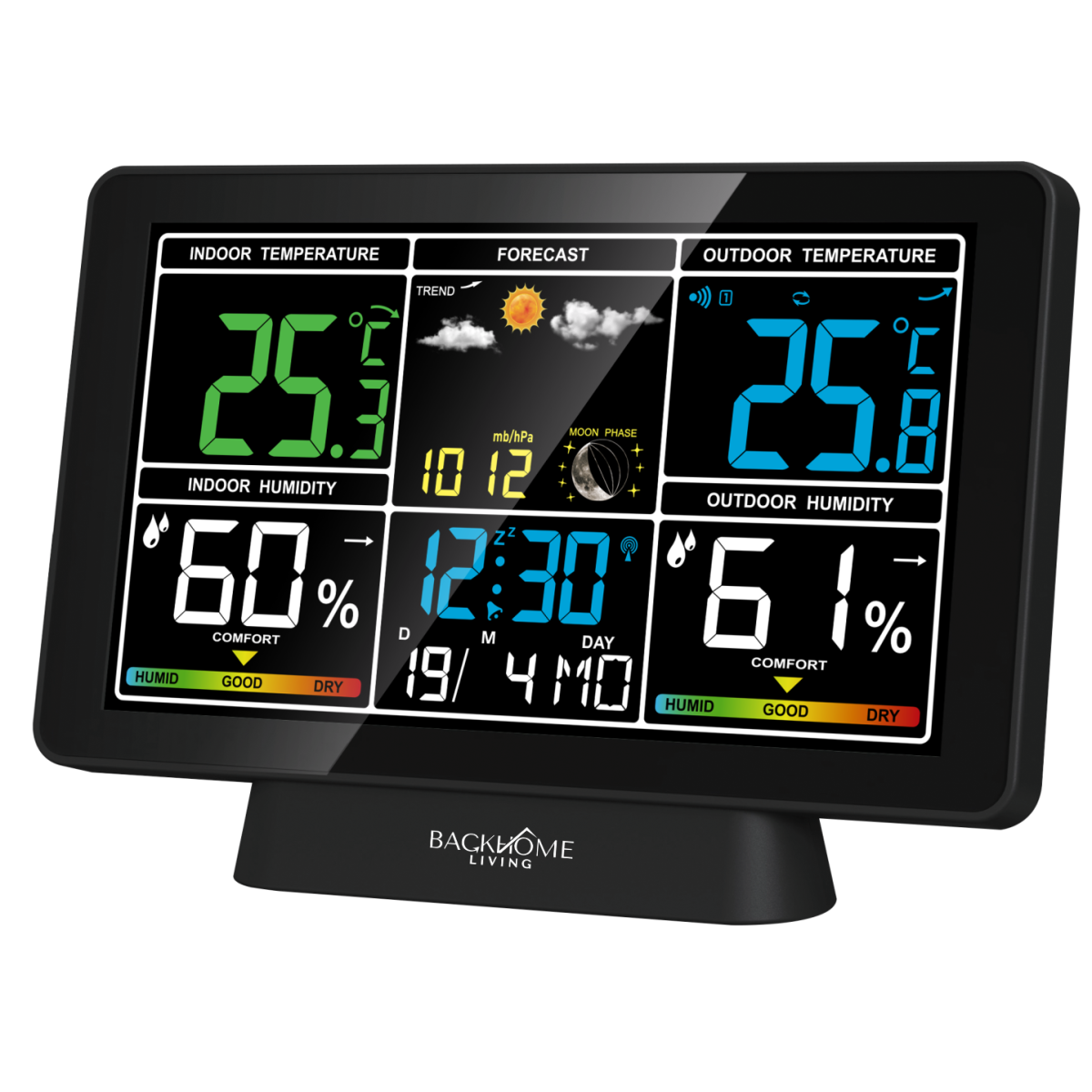 Stație meteorologică digitală RCC cu senzor extern – neagră