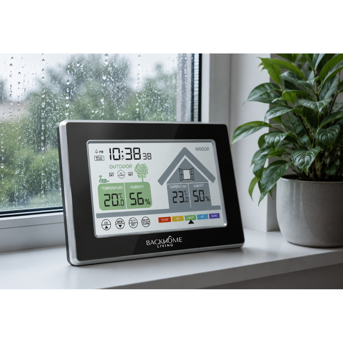 Stație meteorologică fără fir cu panou tactil – 15 × 9,5 cm