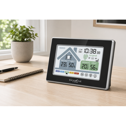 Stație meteorologică fără fir cu panou tactil – 15 × 9,5 cm