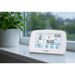Stație meteorologică fără fir cu ecran tactil – albă