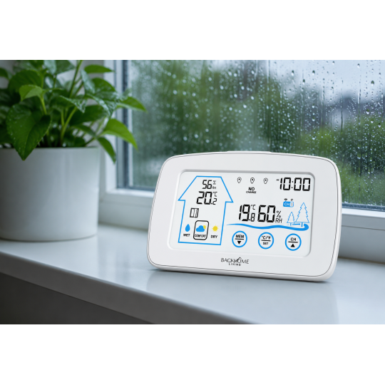 Stație meteorologică fără fir cu ecran tactil – albă