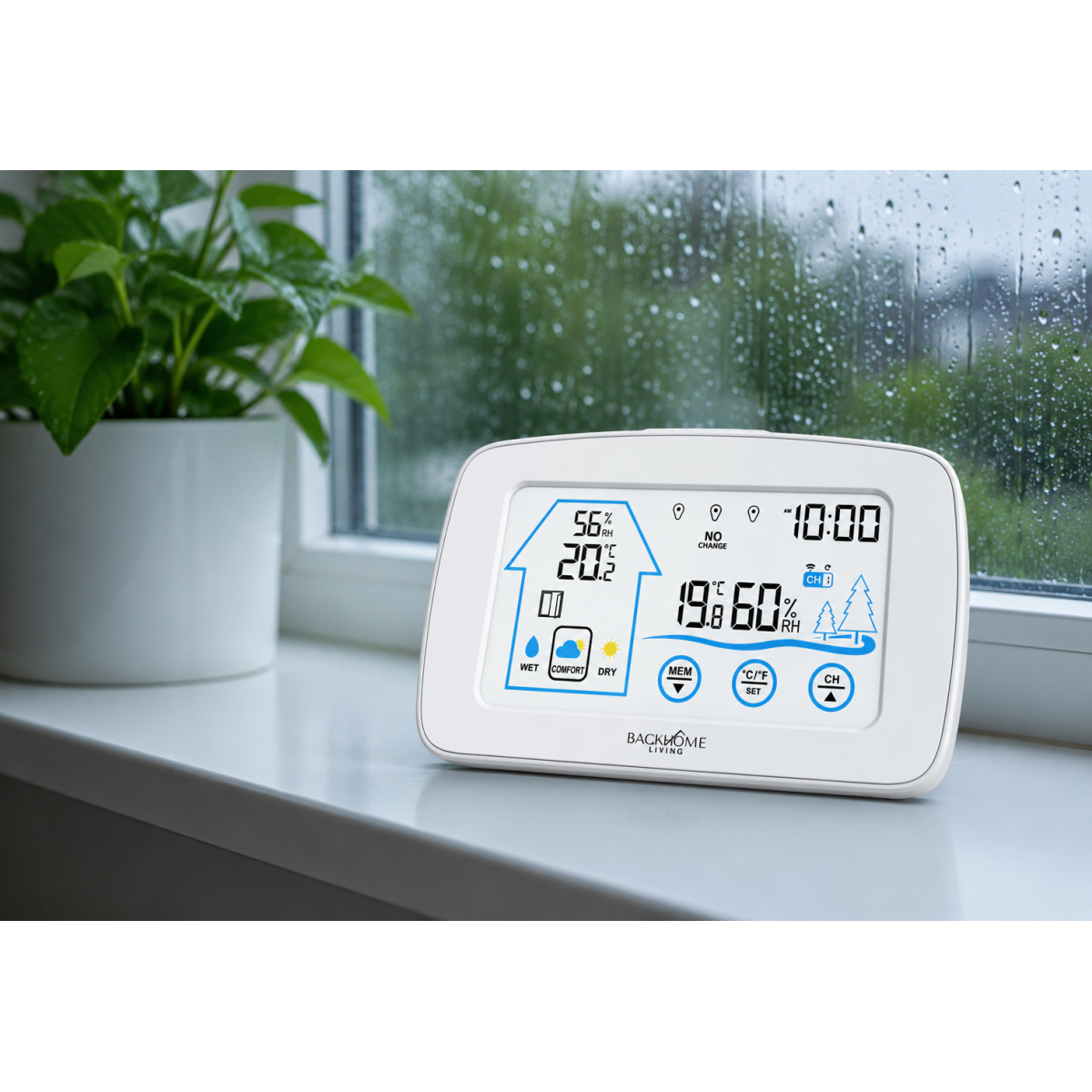 Stație meteorologică fără fir cu ecran tactil – albă