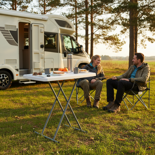 Masă pliantă pentru camping și catering, cu înălțime reglabilă 76,5 × 49,5 cm