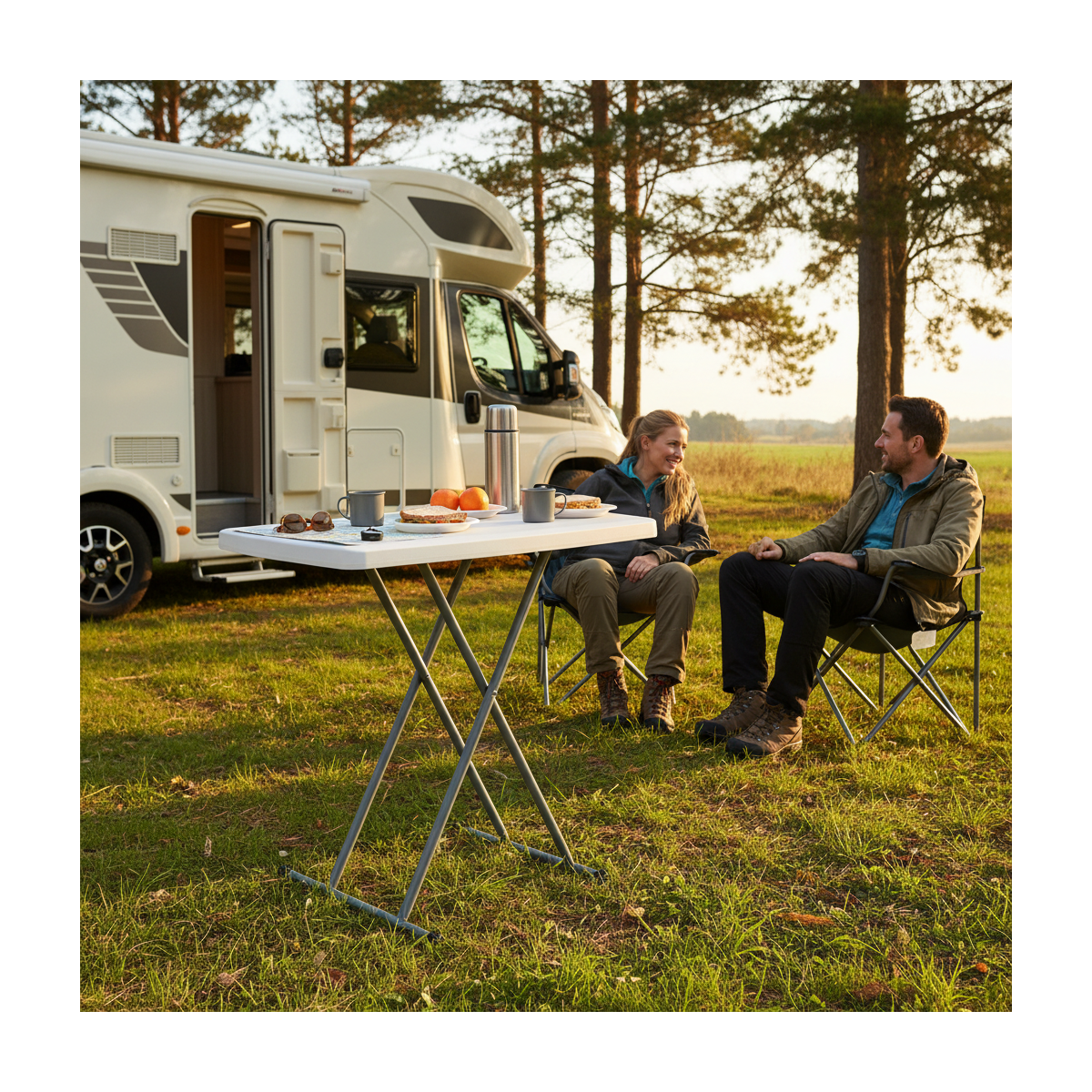 Masă pliantă pentru camping și catering, cu înălțime reglabilă 76,5 × 49,5 cm