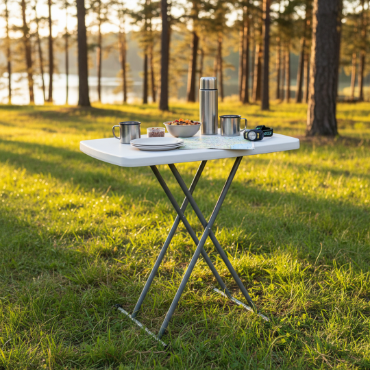 Masă pliantă pentru camping și catering, cu înălțime reglabilă 76,5 × 49,5 cm