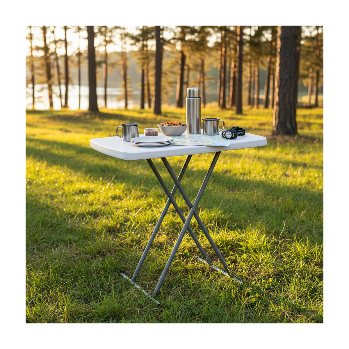 Masă pliantă pentru camping și catering, cu înălțime reglabilă 76,5 × 49,5 cm