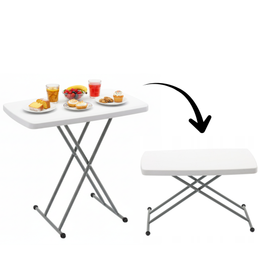 Masă pliantă pentru camping și catering, cu înălțime reglabilă 76,5 × 49,5 cm