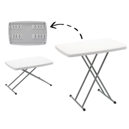Masă pliantă pentru camping și catering, cu înălțime reglabilă 76,5 × 49,5 cm