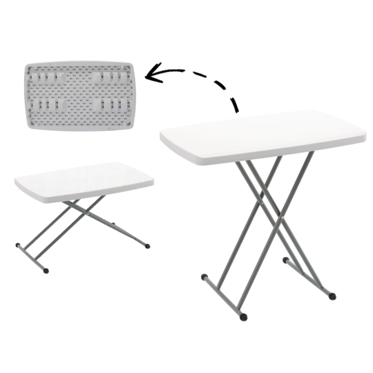 Masă pliantă pentru camping și catering, cu înălțime reglabilă 76,5 × 49,5 cm