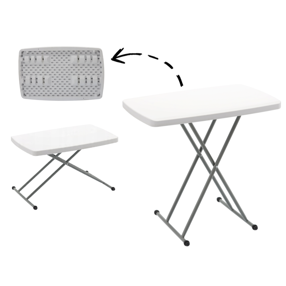 Masă pliantă pentru camping și catering, cu înălțime reglabilă 76,5 × 49,5 cm