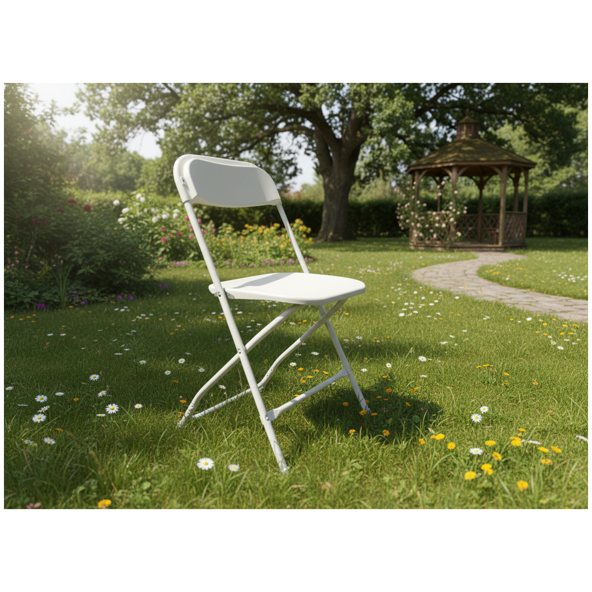 Scaun pliant pentru catering 49,5 × 45 × 81 cm – alb