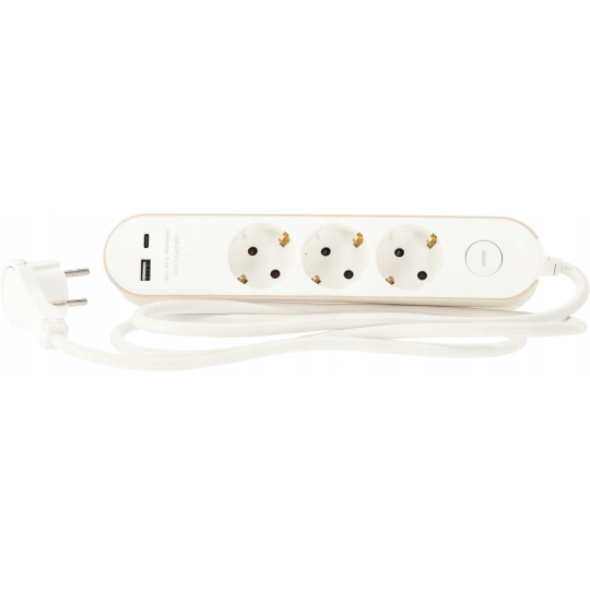 Prelungitor cu întrerupător – 3 prize, USB-A, USB-C, 1,5 m