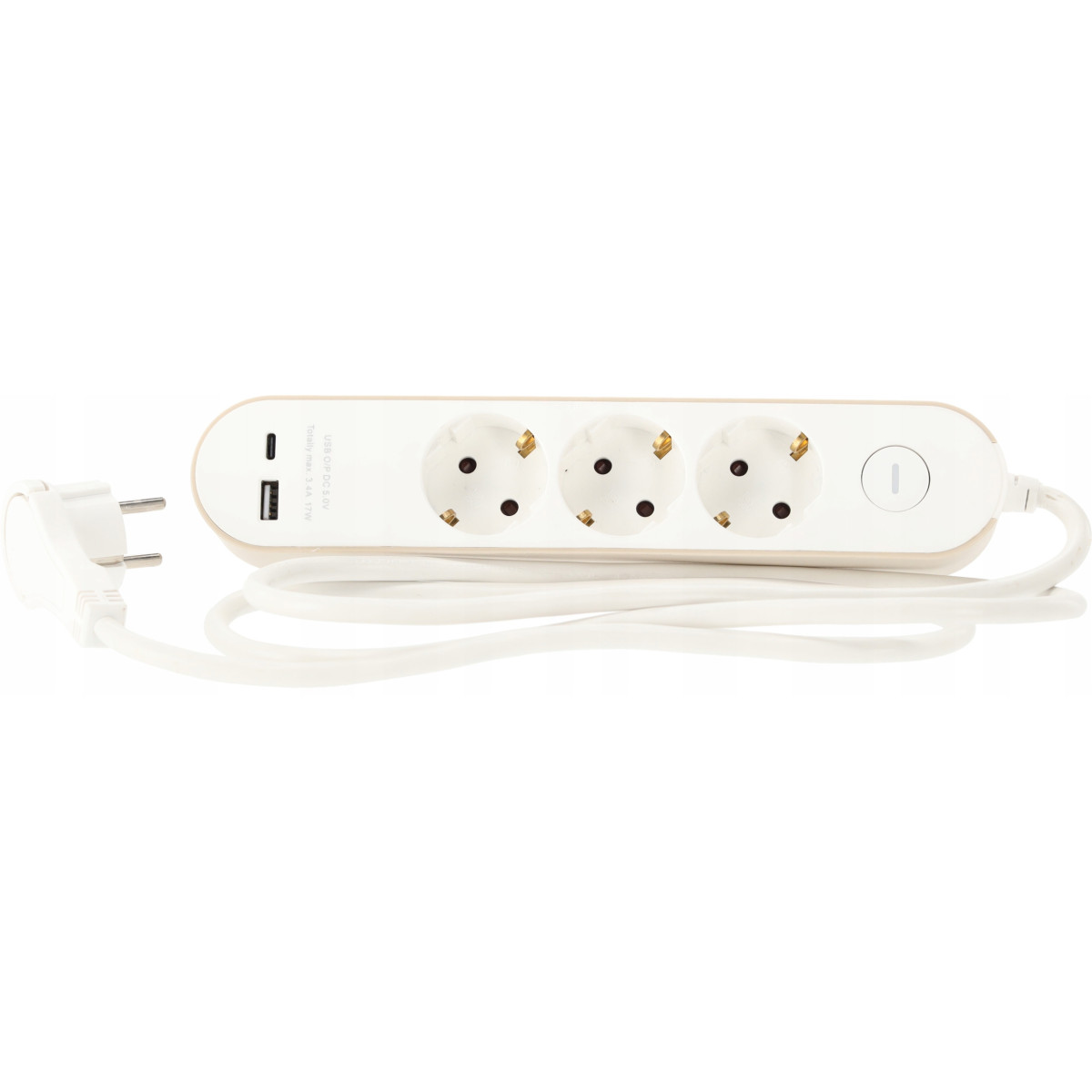 Prelungitor cu întrerupător – 3 prize, USB-A, USB-C, 1,5 m