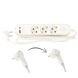 Prelungitor cu întrerupător – 3 prize, USB-A, USB-C, 1,5 m