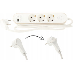 Prelungitor cu întrerupător – 3 prize, USB-A, USB-C, 1,5 m