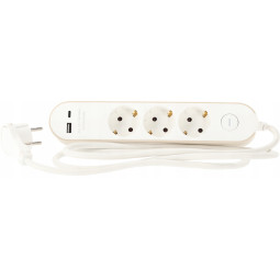 Prelungitor cu întrerupător – 3 prize, USB-A, USB-C, 1,5 m