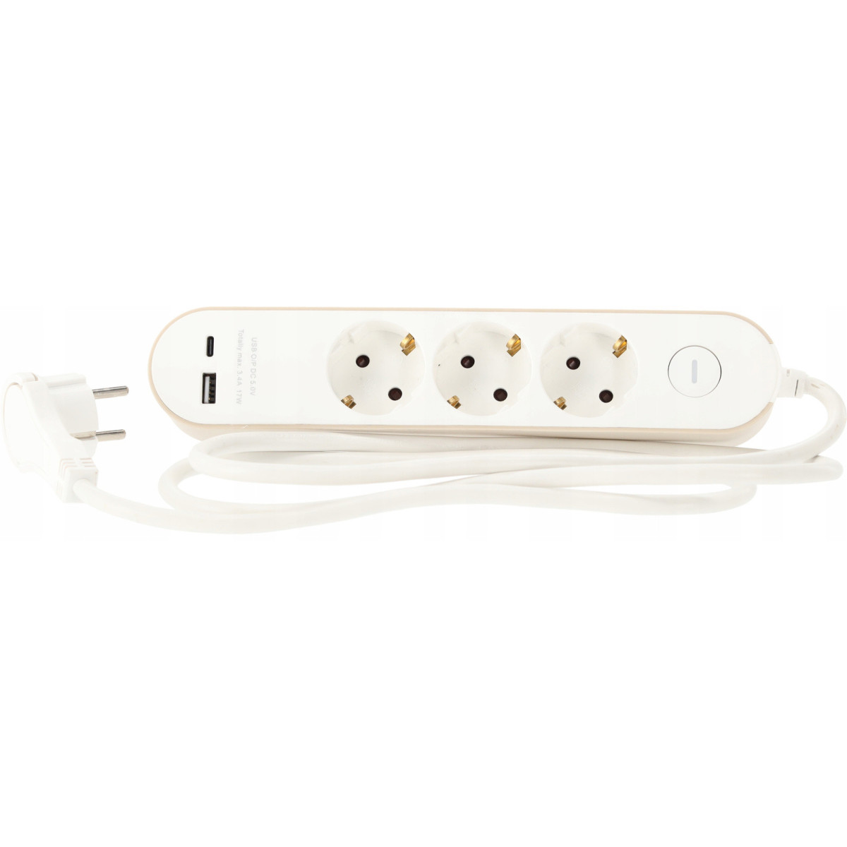 Prelungitor cu întrerupător – 3 prize, USB-A, USB-C, 1,5 m