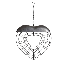 Hrănitoare metalică pentru păsări pentru bile de grăsime – inimă 25 × 25 × 7 cm