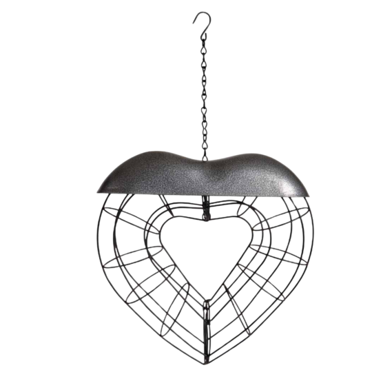 Hrănitoare metalică pentru păsări pentru bile de grăsime – inimă 25 × 25 × 7 cm