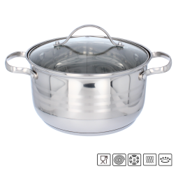 Oală din oțel inoxidabil cu capac din sticlă 3 l – 20 cm