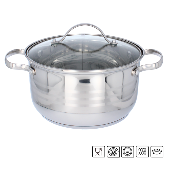 Oală din oțel inoxidabil cu capac din sticlă 3 l – 20 cm