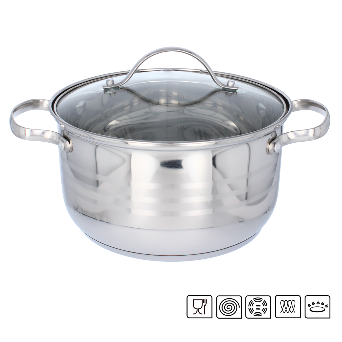 Oală din oțel inoxidabil cu capac din sticlă 3 l – 20 cm