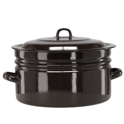 Oală emailată cu capac 25 l – 40 cm, maro