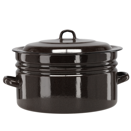 Oală emailată cu capac 25 l – 40 cm, maro