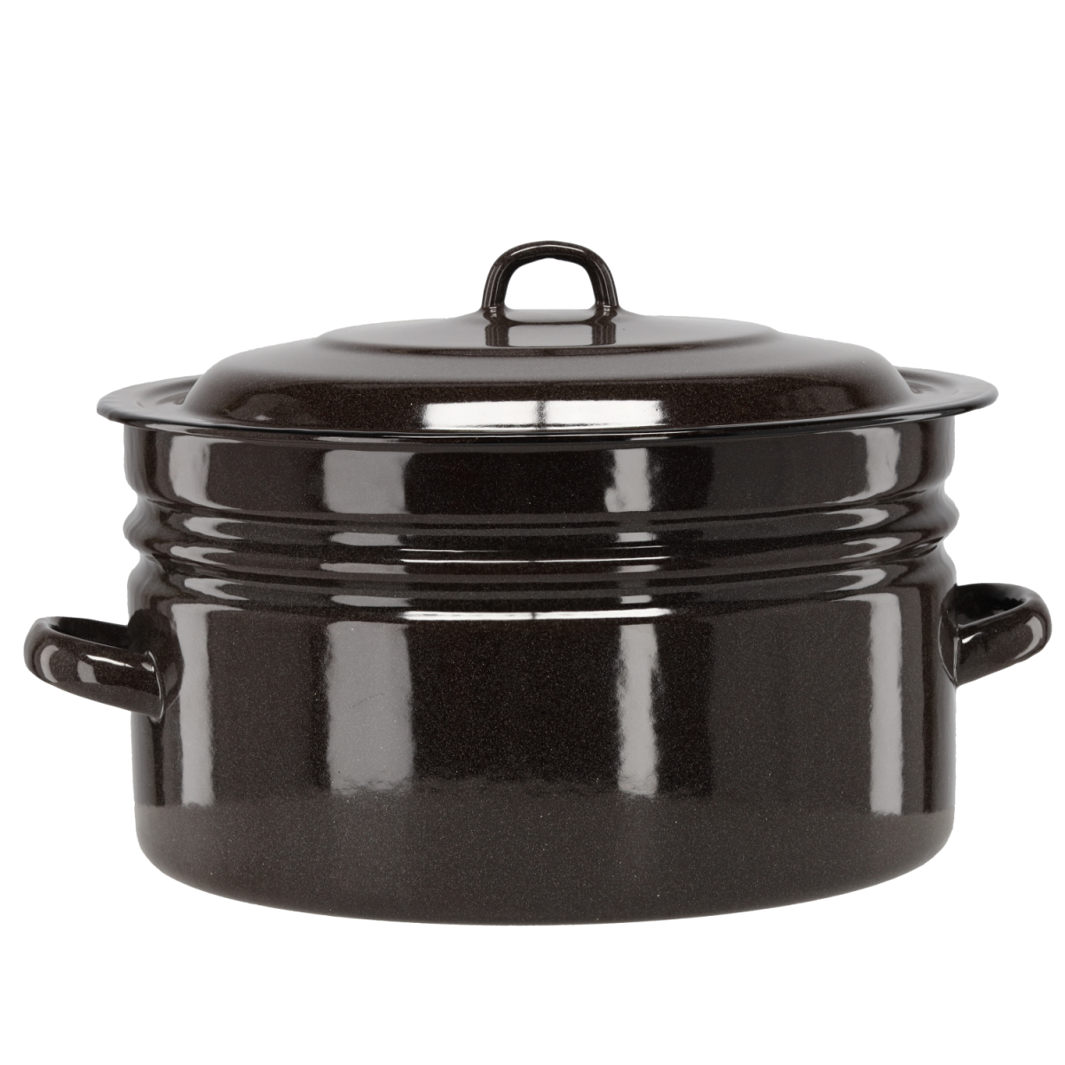 Oală emailată cu capac 25 l – 40 cm, maro