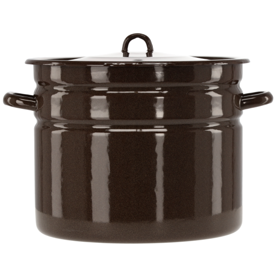 Oală emailată cu capac 20 l – 32 cm, maro