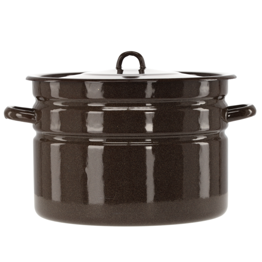 Oală emailată cu capac 16 l – 32 cm, maro