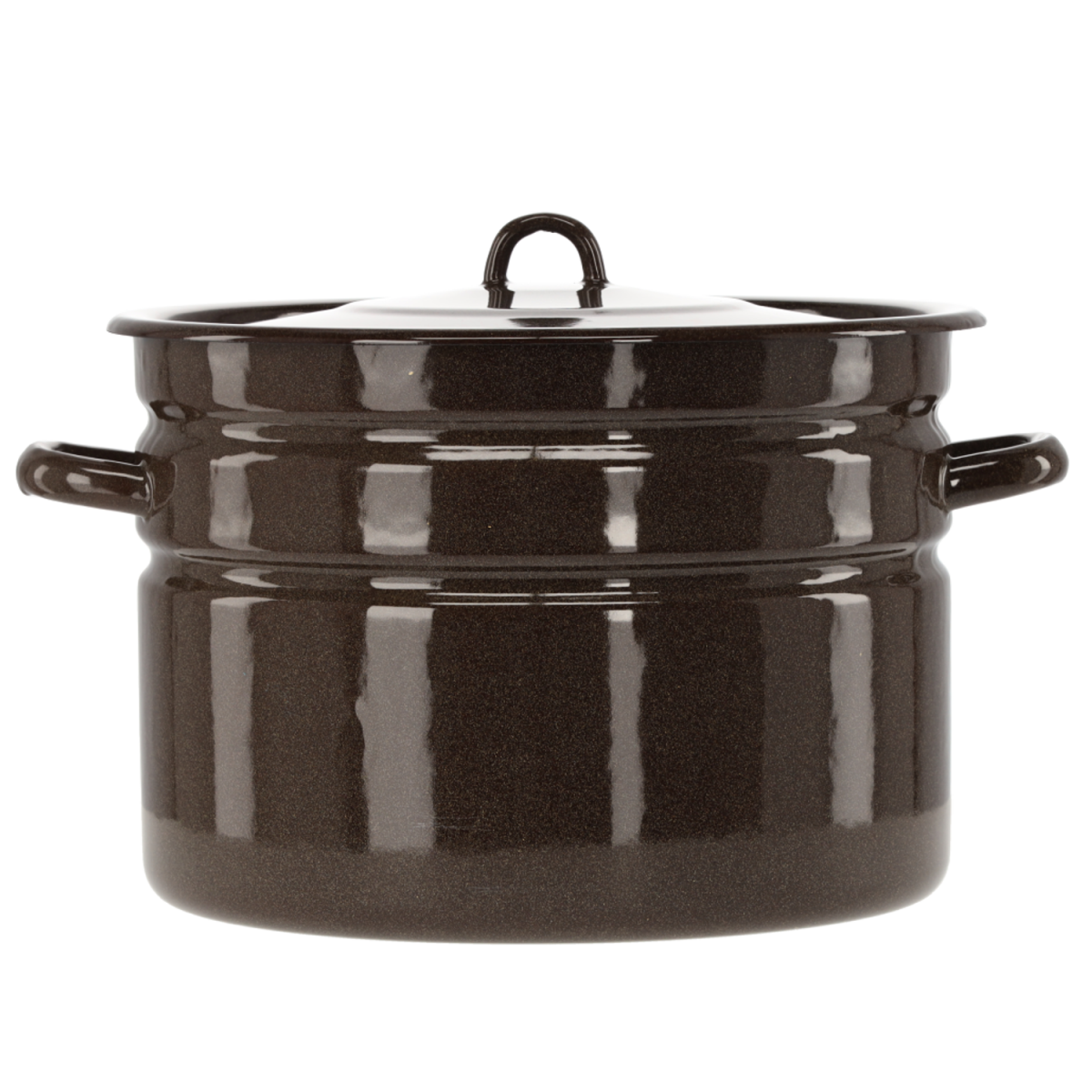 Oală emailată cu capac 16 l – 32 cm, maro