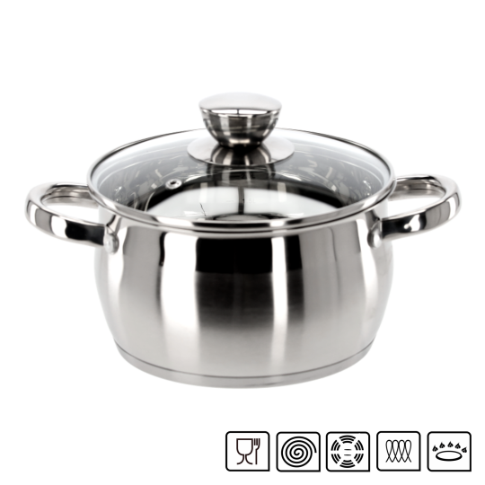 Oală din oțel inoxidabil Belly cu capac 2 l – 18 cm