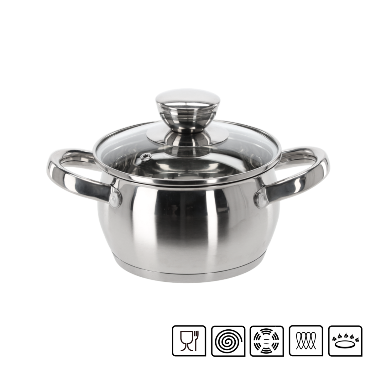 Oală din inox Belly cu capac 1 l – 14 cm