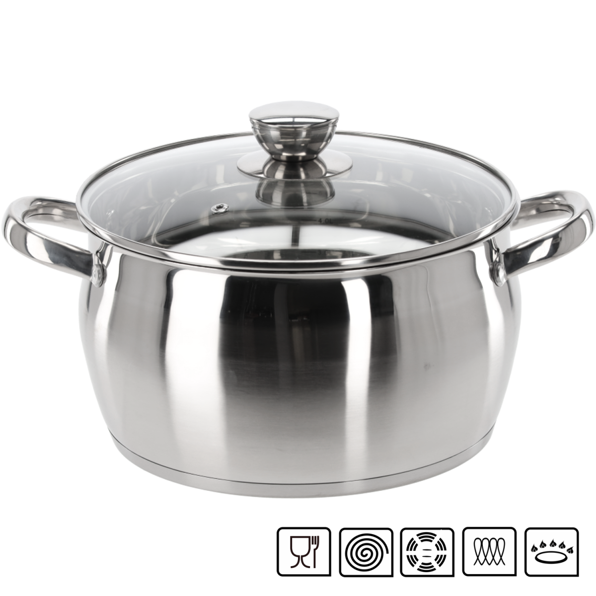 Oală din oțel inoxidabil Belly cu capac 5 l – 24 cm