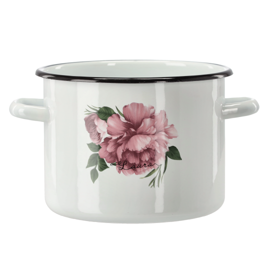 Oală emailată Bujor Laura 4,5 l – 20 cm, albă