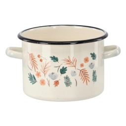 Oală emailată Frunze 3 l – 18 cm, crem