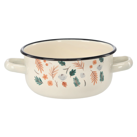Cratiță emailată Listy cu două mânere 1,5 l – 16 cm, crem