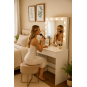 Masă de toaletă cu iluminare LED și oglindă 80 × 40 × 140,5 cm, albă