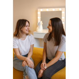 Masă de toaletă cu iluminare LED și oglindă 80 × 40 × 140,5 cm, albă