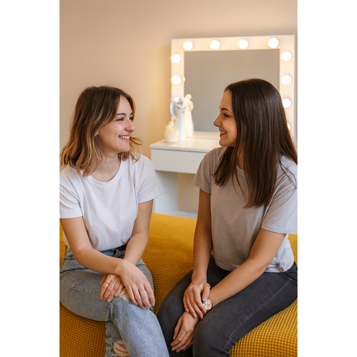 Masă de toaletă cu iluminare LED și oglindă 80 × 40 × 140,5 cm, albă