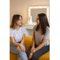 Masă de toaletă cu iluminare LED și oglindă 80 × 40 × 140,5 cm, albă