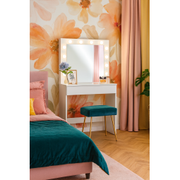 Masă de toaletă cu iluminare LED și oglindă 80 × 40 × 140,5 cm, albă