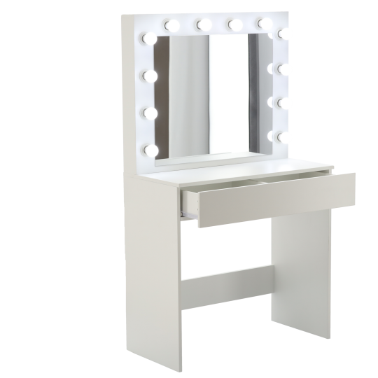 Masă de toaletă cu iluminare LED și oglindă 80 × 40 × 140,5 cm, albă