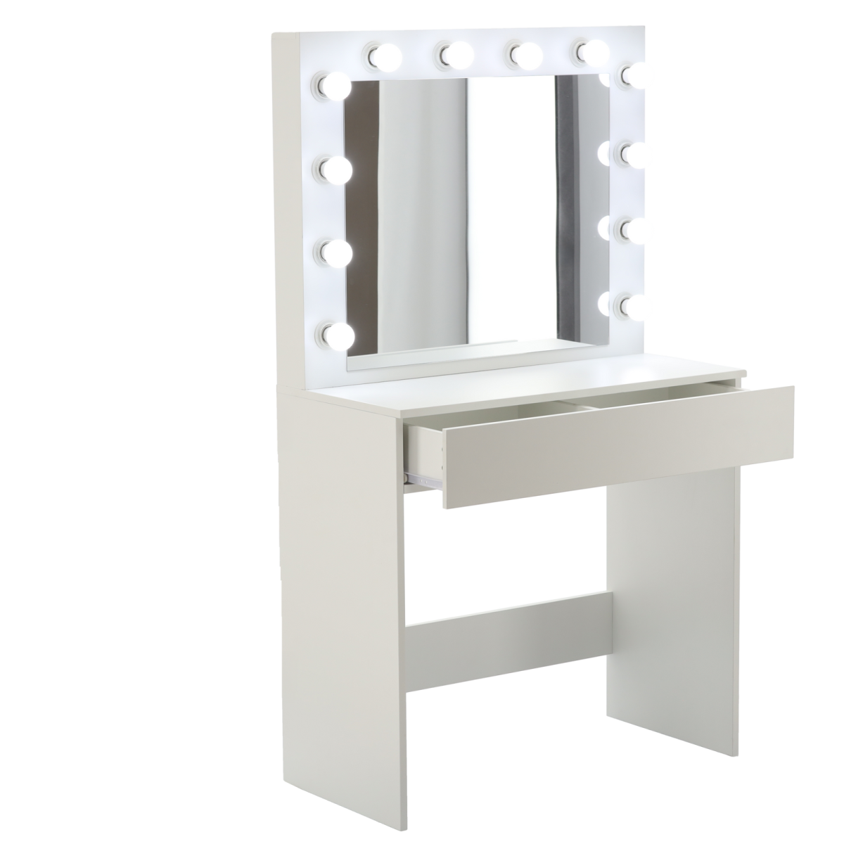 Masă de toaletă cu iluminare LED și oglindă 80 × 40 × 140,5 cm, albă
