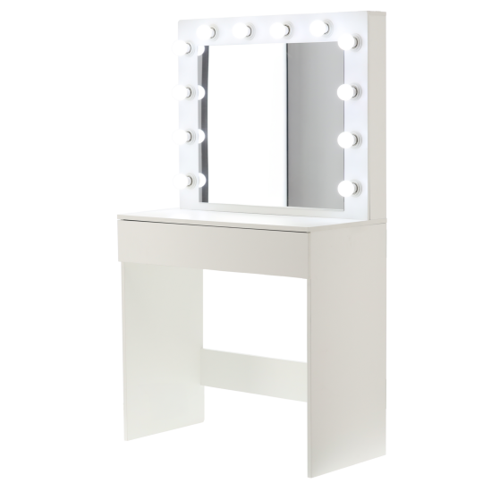 Masă de toaletă cu iluminare LED și oglindă 80 × 40 × 140,5 cm, albă