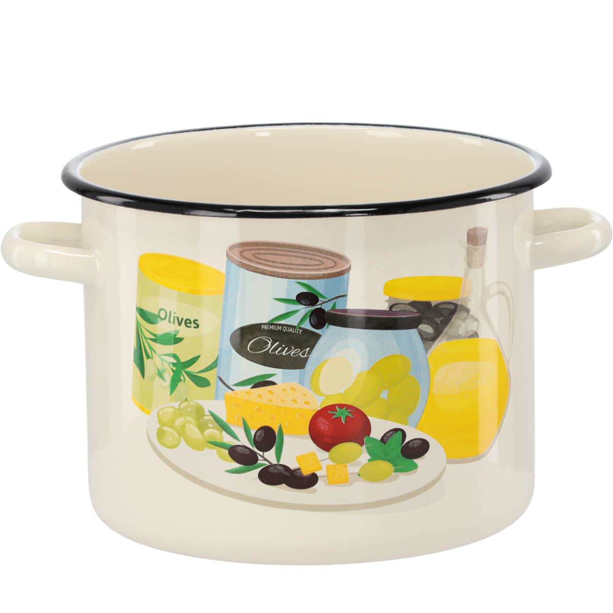 Oală emailată Măslin 5,5 l – 22 cm, crem