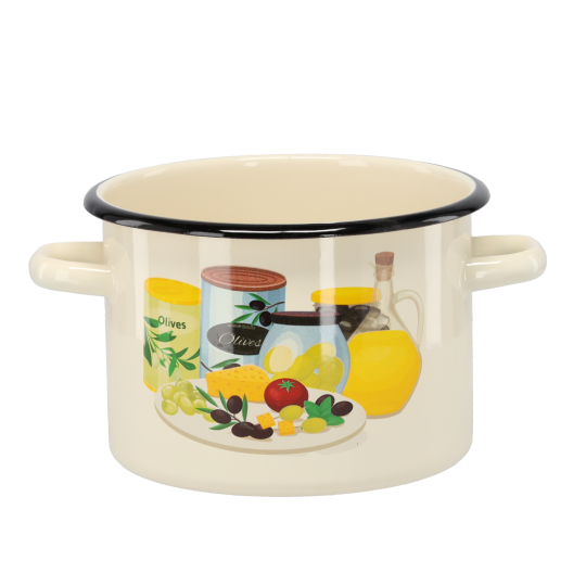 Oală emailată Măslin 3 l – 18 cm, crem